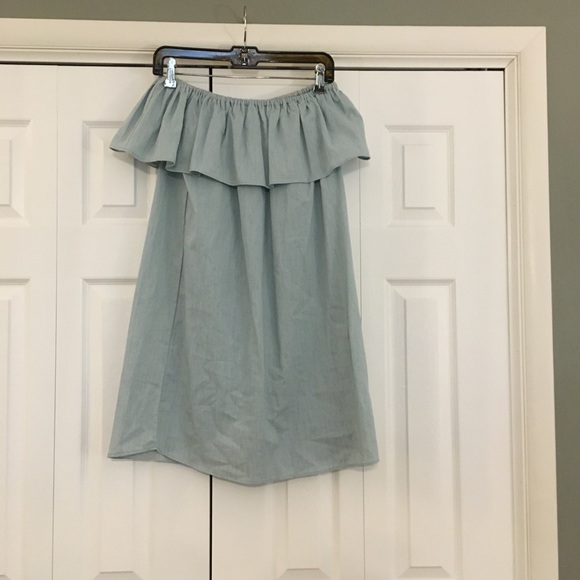 Blue off the shoulder mini dress - Picture 2 of 4